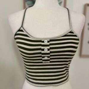 Striped Button Front Cami Top
